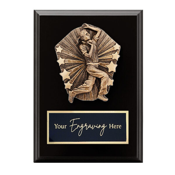 Cosmos Black Plaque Cricket Female Bowler
