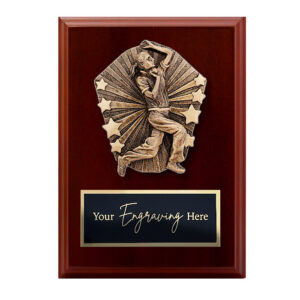 Cosmos Walnut Plaque Cricket Female Bowler