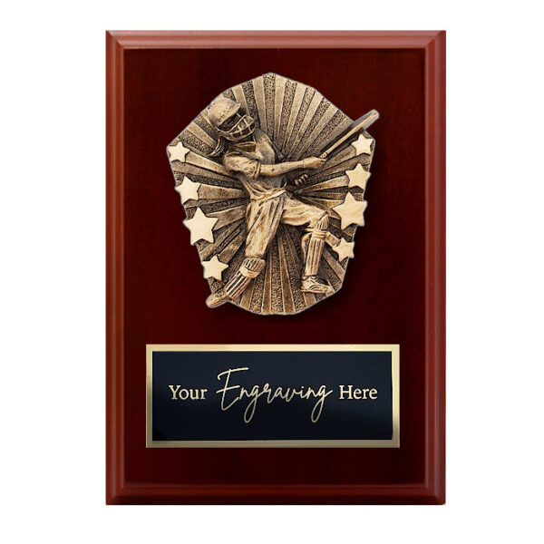 Cosmos Walnut Plaque Cricket Female Batting