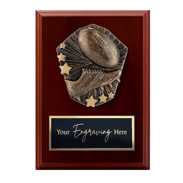 Cosmos Walnut Plaque Aussie Rules / AFL Theme
