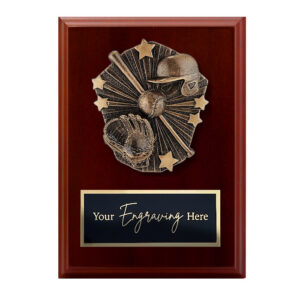 Cosmos Walnut Plaque Baseball