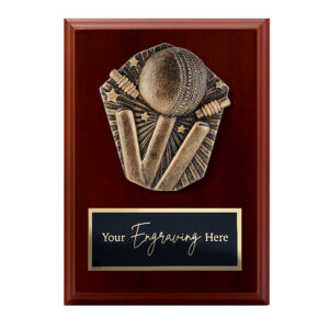 Cosmos Walnut Plaque Cricket Theme