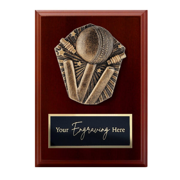 Cosmos Walnut Plaque Cricket Theme