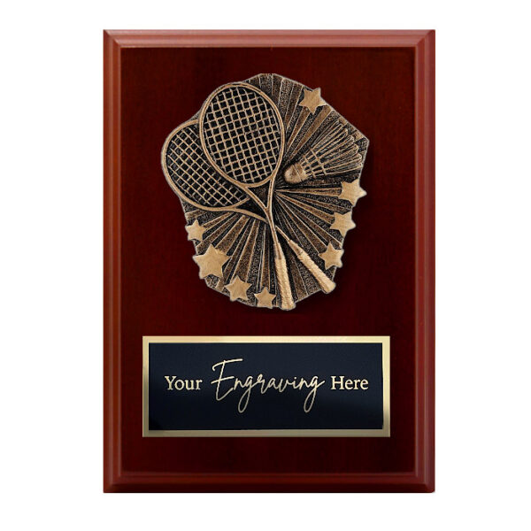 Cosmos Walnut Plaque Badminton