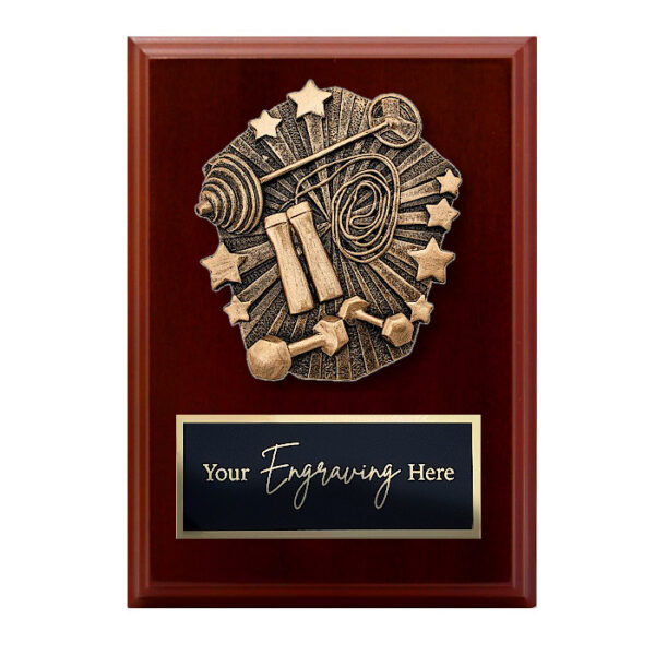 Cosmos Walnut Plaque Fitness