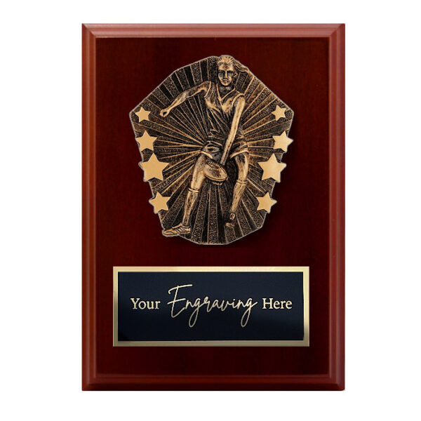 Cosmos Walnut Plaque Aussie Rules / AFL Female