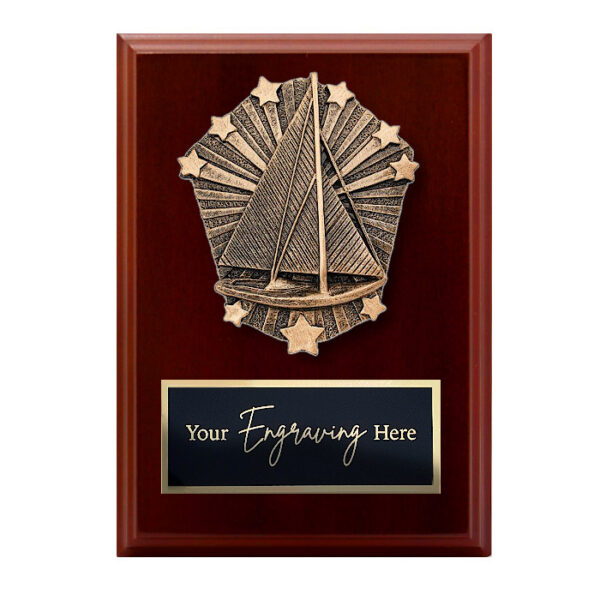 Cosmos Walnut Plaque Sailing