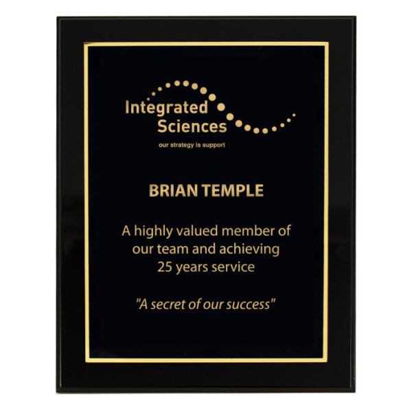 Black Wall Plaque - Black/Gold Plate
