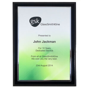 Black Wall Plaque - Brushed Silver Plate
