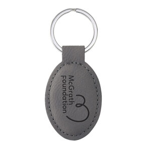 Keychain Oval – Grey Leatherette
