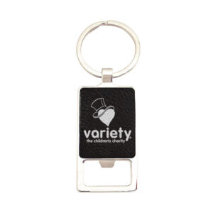 Keychain / Bottle Opener - Black Leatherette