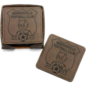 Coaster Square Set of 6 - Leatherette Rawhide / Black