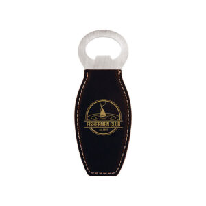 Bottle Opener Magnetic - Leatherette Black/Gold