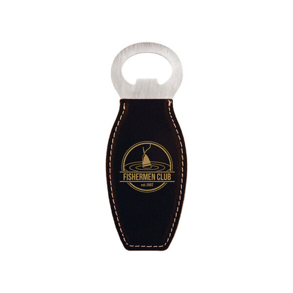 Bottle Opener Magnetic - Leatherette Black/Gold
