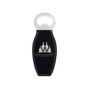 Bottle Opener Magnetic - Leatherette Black/Silver