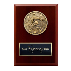 Spartan Walnut Plaque Swimming