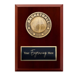 Spartan Walnut Plaque Basketball