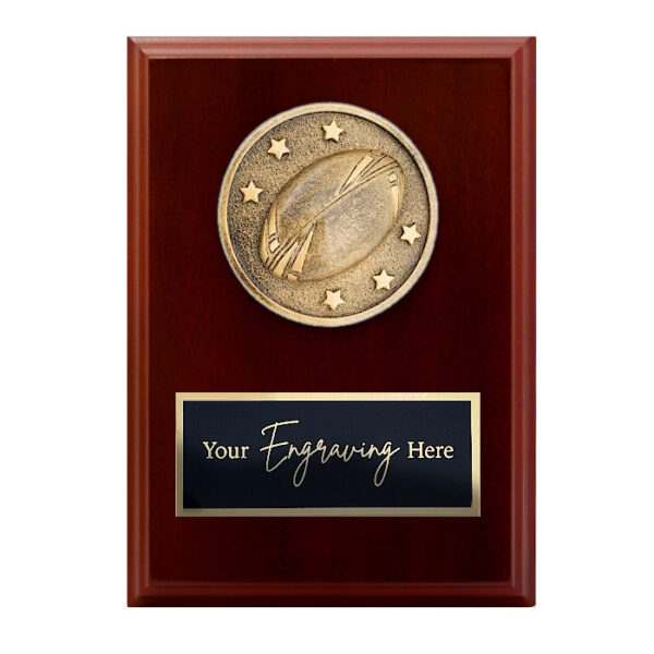 Spartan Walnut Plaque Rugby